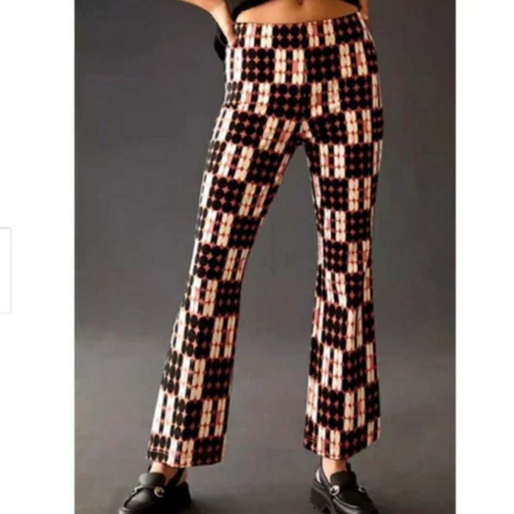 Anthropologie Maeve S NWT The Margot Cropped Kick Flare Pants Brown